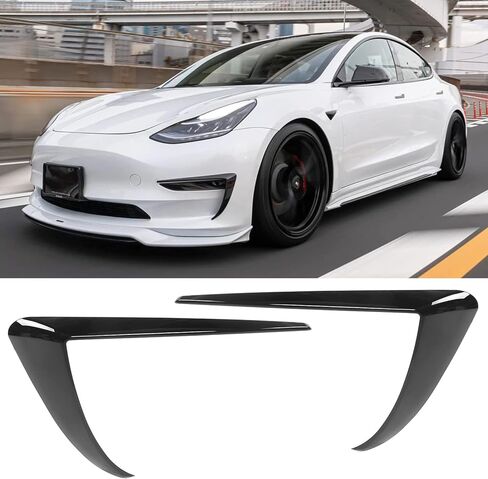 FREEMOTOR802 متوافق مع 2017-2023 Tesla Model 3 زخارف ضوء الضباب، أسود غير لامع IKON Style ABS البلاستيك سائق الركاب مصباح الضباب ملحقات الديكور غطاء الحواجب 2PC in Kuwait