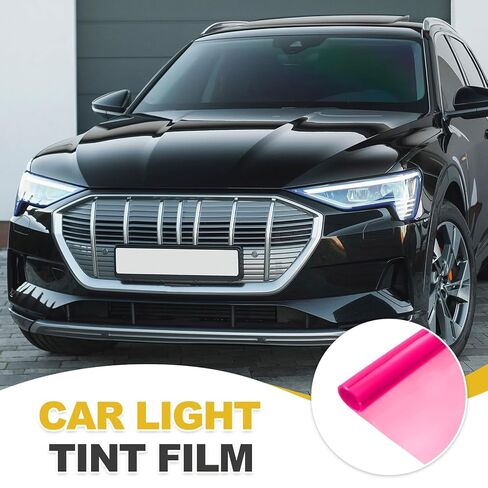 PATIKIL 12"x48" Car Light Tint Film, Vehicle Headlight Brake Fog Light Self Adhesive Tint Film Sticker Sheet Roll for Car Truck RV SUV, Pink in Kuwait