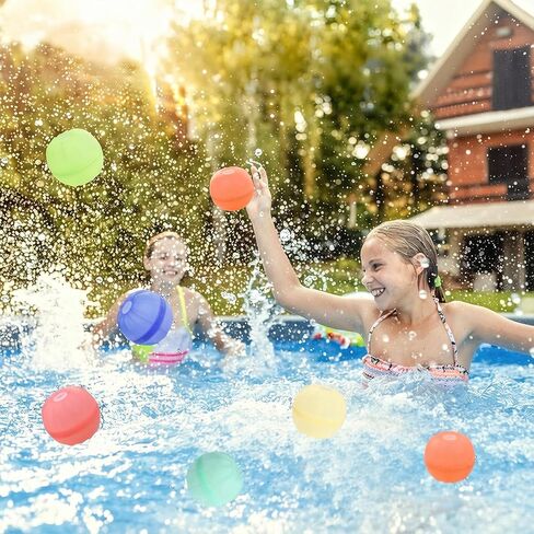 8 Pcs Reusable Water Balloons, Quick Fill Self-Sealing Water Balls for Kids & Adults, Soft Silicone Splash Balls for Summer Outdoor Games Pool Beach Toys, 1000+ Times Reusable (Non-Magnetic Design) in Saudi Arabia