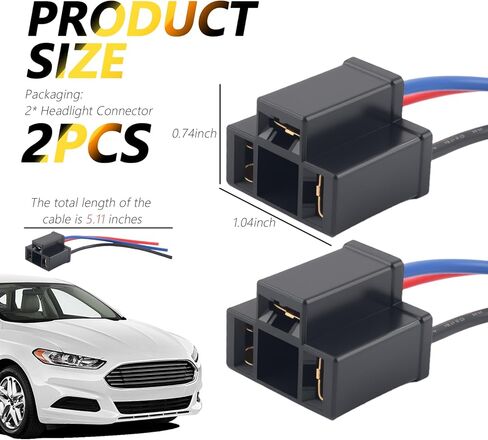 2PCS H4 Headlight Connector,3-Pin Female Headlight Pigtail Connector with 18AWG Wires,Plug and Play Headlights Socket Car Accessories for Headlights Wiring Harness Replacement in Saudi Arabia