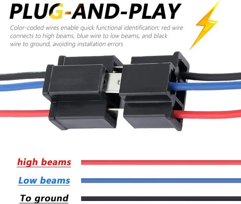 2PCS H4 Headlight Connector,3-Pin Female Headlight Pigtail Connector with 18AWG Wires,Plug and Play Headlights Socket Car Accessories for Headlights Wiring Harness Replacement in Saudi Arabia