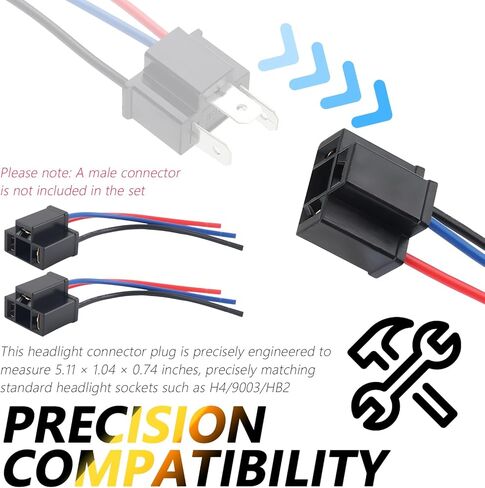2PCS H4 Headlight Connector,3-Pin Female Headlight Pigtail Connector with 18AWG Wires,Plug and Play Headlights Socket Car Accessories for Headlights Wiring Harness Replacement in Saudi Arabia