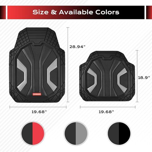 Coverado 59007 Car Mats Full Set, All Weather Car Floor Mats for Cars, Waterproof Automotive Floor Mats with Anti-Slip Backing, Universal Trim to Fit Car Mat for Cars SUV Truck Vans (4Pcs, Black&Gray) in Saudi Arabia