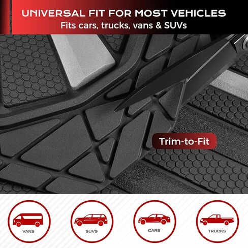 Coverado 59007 Car Mats Full Set, All Weather Car Floor Mats for Cars, Waterproof Automotive Floor Mats with Anti-Slip Backing, Universal Trim to Fit Car Mat for Cars SUV Truck Vans (4Pcs, Black&Gray) in Saudi Arabia