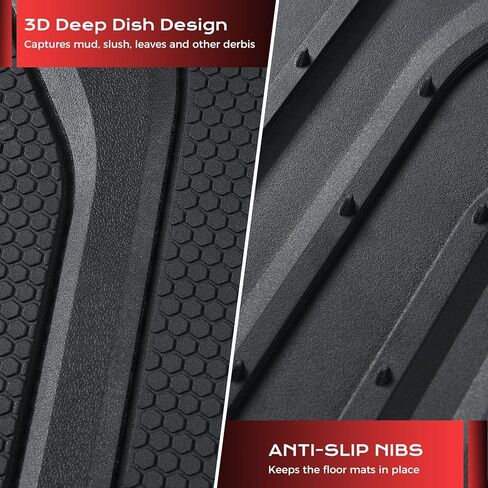 Coverado 59007 Car Mats Full Set, All Weather Car Floor Mats for Cars, Waterproof Automotive Floor Mats with Anti-Slip Backing, Universal Trim to Fit Car Mat for Cars SUV Truck Vans (4Pcs, Black&Gray) in Saudi Arabia