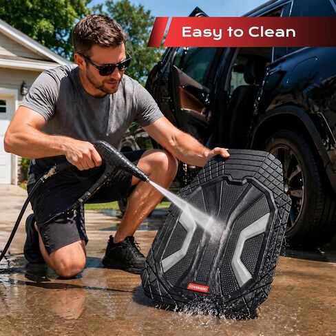 Coverado 59007 Car Mats Full Set, All Weather Car Floor Mats for Cars, Waterproof Automotive Floor Mats with Anti-Slip Backing, Universal Trim to Fit Car Mat for Cars SUV Truck Vans (4Pcs, Black&Gray) in Saudi Arabia