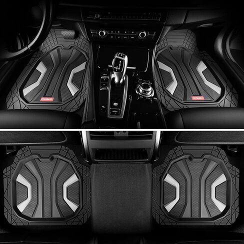 Coverado 59007 Car Mats Full Set, All Weather Car Floor Mats for Cars, Waterproof Automotive Floor Mats with Anti-Slip Backing, Universal Trim to Fit Car Mat for Cars SUV Truck Vans (4Pcs, Black&Gray) in Saudi Arabia
