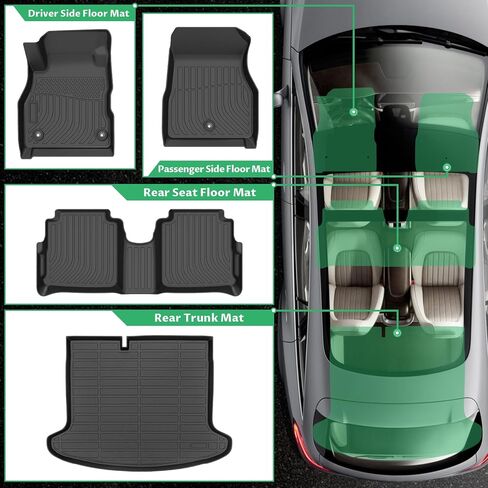 Floor Mats for Nissan Kicks 2018-2024, for Nissan Kicks Play 2025 2026, Front & Rear Row & Cargo Floor Mats, TPE Waterproof All Weather Non-Slip in Kuwait