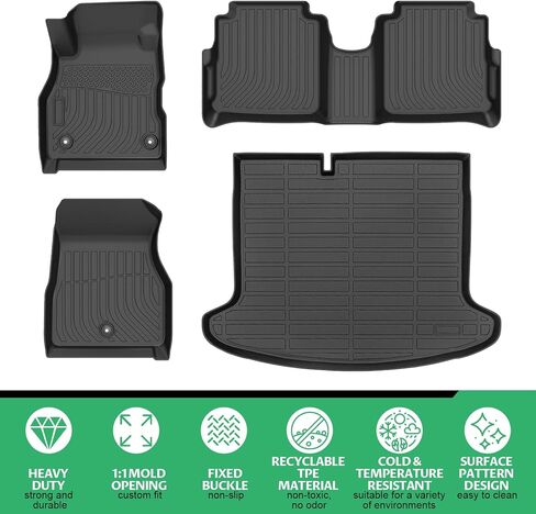 Floor Mats for Nissan Kicks 2018-2024, for Nissan Kicks Play 2025 2026, Front & Rear Row & Cargo Floor Mats, TPE Waterproof All Weather Non-Slip in Kuwait