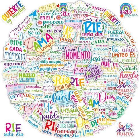 Ceiba Tree 300Pcs Spanish Inspirational Stickers Vinyl Motivational Affirmation Positive Quotes Stickers for Teachers Adults Waterproof Decals for Water Bottle Laptop Back to School Gifts in Kuwait
