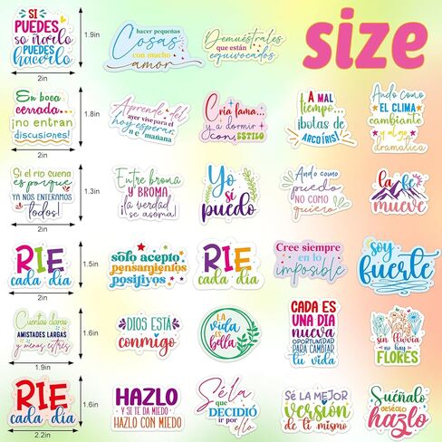 Ceiba Tree 300Pcs Spanish Inspirational Stickers Vinyl Motivational Affirmation Positive Quotes Stickers for Teachers Adults Waterproof Decals for Water Bottle Laptop Back to School Gifts in Kuwait