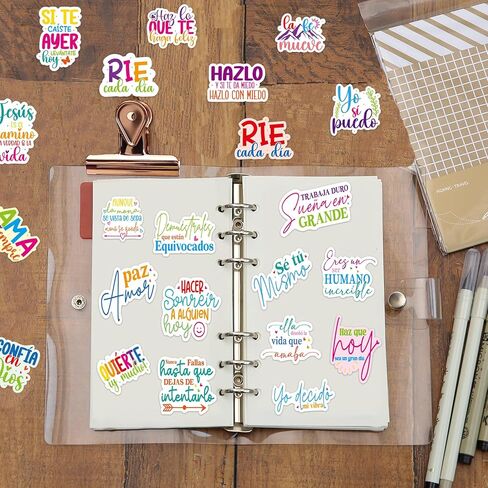 Ceiba Tree 300Pcs Spanish Inspirational Stickers Vinyl Motivational Affirmation Positive Quotes Stickers for Teachers Adults Waterproof Decals for Water Bottle Laptop Back to School Gifts in Kuwait