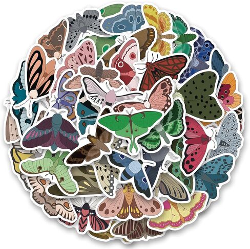 110 PCS Moth Stickers, Aesthetic Vinyl Insect Stickers for Water Bottle Laptop Luggage Helmet Skateboard Snowboard Guitar Scrapbook Phone Gifts for Teens Girls in Saudi Arabia