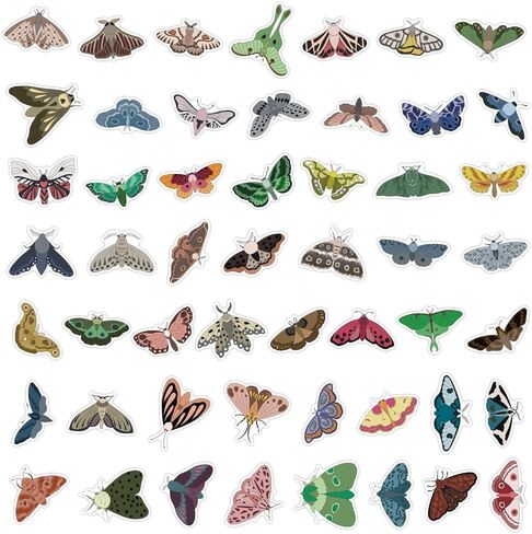 110 PCS Moth Stickers, Aesthetic Vinyl Insect Stickers for Water Bottle Laptop Luggage Helmet Skateboard Snowboard Guitar Scrapbook Phone Gifts for Teens Girls in Saudi Arabia