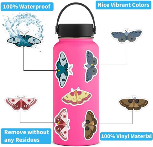 110 PCS Moth Stickers, Aesthetic Vinyl Insect Stickers for Water Bottle Laptop Luggage Helmet Skateboard Snowboard Guitar Scrapbook Phone Gifts for Teens Girls in Saudi Arabia