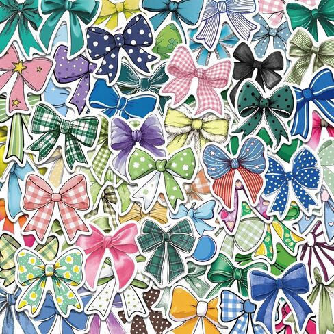 100PCS Colorful Coquette Bows Stickers,Pink Aesthetic Stickers Green Bow Tie Decals,Waterproof Vinyl Sticker for Water Bottles Laptop, Cute Bow Decals Pack for Women, Teens, Girls in Saudi Arabia