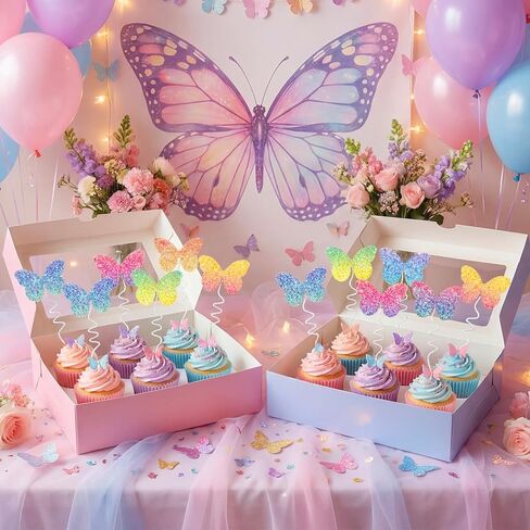 Knana 39Pcs Pink Butterfly Cake Toppers Butterfly Theme Happy Birthday Cake Decorations for Wedding Baby Shower Party Supplies in Saudi Arabia