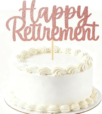 2pcs Gold Glitter Retirement Cake Topper Happy Retirement Cake Toppers Party Decor Cake Decorations Retired Party Happy Sign For Men Women in Saudi Arabia