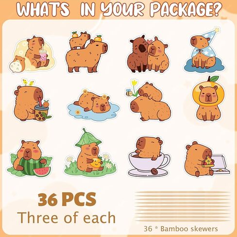 Capybara Birthday Decorations Cake Toppers - 36 Pcs Animals Theme Cupcake Decoration Gifts With 12 Unique Designs Cake for Capybara Lovers Party Supplies Birthday Baby Shower & Kids Celebration in Saudi Arabia
