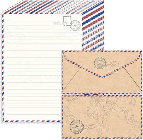 90 Pack Airmail Stationery Paper Set, Vintage Letter Writing Paper and Envelopes Set for Invitations, thank you Letters, or Casual Letters(6.9 x 9.25 In) in Saudi Arabia