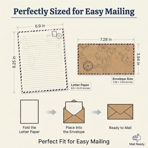 90 Pack Airmail Stationery Paper Set, Vintage Letter Writing Paper and Envelopes Set for Invitations, thank you Letters, or Casual Letters(6.9 x 9.25 In) in Saudi Arabia