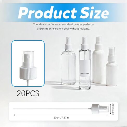 20 Pieces Plastic Spray Tops for Bottles Pump, 24/410 Perfume Fine Mist Sprayer Top Replacement with Tube Nozzle Head Cap Glycolic Acid Toner (Black) in Saudi Arabia
