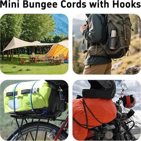 15Pcs Mini Bungee Cords with Hooks, 10 Inch Heavy Duty Elastic Rope Straps for Outdoor, Luggage, Camping, Tents, Bikes, Car, RV, Flexible Small Bungee Cord Set, Yellow in Saudi Arabia