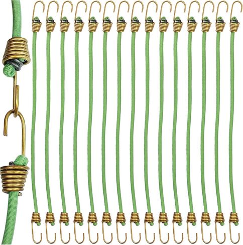 15Pcs Mini Bungee Cords with Hooks, 10 Inch Heavy Duty Elastic Rope Straps for Outdoor, Luggage, Camping, Tents, Bikes, Car, RV, Flexible Small Bungee Cord Set, Yellow in Kuwait