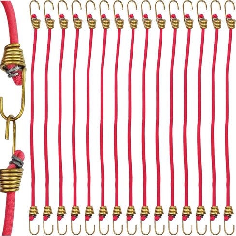 15Pcs Mini Bungee Cords with Hooks, 10 Inch Heavy Duty Elastic Rope Straps for Outdoor, Luggage, Camping, Tents, Bikes, Car, RV, Flexible Small Bungee Cord Set, Yellow in Saudi Arabia