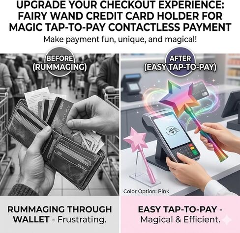 حامل بطاقة ائتمان Fairy Wand، عصا مطبوعة ثلاثية الأبعاد للدفع، حامل دفع بدون تلامس عصا سحرية على شكل نجمة، عصا نجمة لسهولة الدفع، سيناريوهات مناسبة للدفع ببطاقة الائتمان (قوس قزح، تلسكوبي) in Kuwait