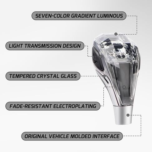مقبض ناقل الحركة الكريستالي للسيارة LED يعمل باللمس، رافعة ناقل الحركة مع 7 ألوان خفيفة تناسب لكزس ألفا مازدا ميتسوبيشي ملحقات تزيين السيارات - لمعظم سيارات النقل اليدوي in Kuwait