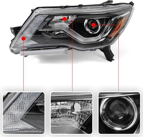 مجموعة مصابيح أمامية هالوجين يسار Huray مناسبة لنيسان باثفايندر 2017-2020 LH مع مصباح LED DRL لجهاز العرض الأمامي OE مصنع استبدال ضوء الرأس لجانب السائق NI2502252 114-60864L in Kuwait