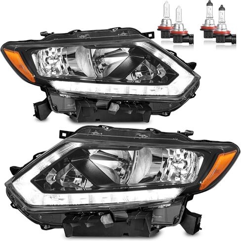 Halogen Headlights Assembly with LED DRL Strip for 2014-2016 Rogue Headlamp Replacement Driver & Passenger Side (NO PROJECTOR) in Saudi Arabia