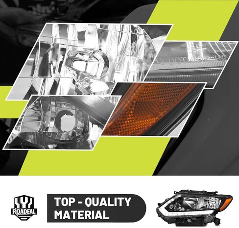 Halogen Headlights Assembly with LED DRL Strip for 2014-2016 Rogue Headlamp Replacement Driver & Passenger Side (NO PROJECTOR) in Saudi Arabia