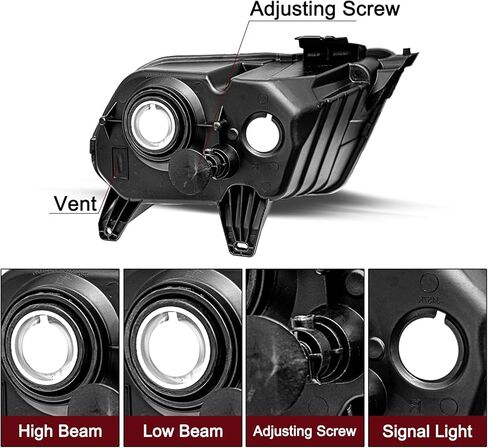 JSBOYAT Halogen Headlight Assembly Replacement Fit for 2010-2014 Ford Mustang Headlamp Driver & Passenger Side [NOT for HID/Xenon], Black Housing with Amber Reflector in Saudi Arabia