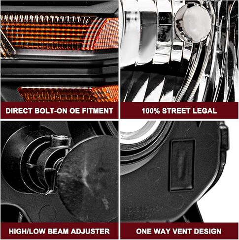 JSBOYAT Halogen Headlight Assembly Replacement Fit for 2010-2014 Ford Mustang Headlamp Driver & Passenger Side [NOT for HID/Xenon], Black Housing with Amber Reflector in Saudi Arabia
