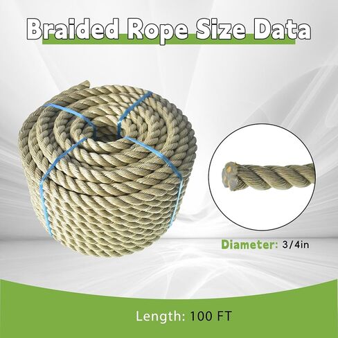 HOSTIC Twisted 3 Strand Polypropylene Synthetic Rope Multipurpose Artificial Manila Rope 3/4 Inch x 100 Feet in Saudi Arabia