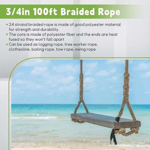 HOSTIC Twisted 3 Strand Polypropylene Synthetic Rope Multipurpose Artificial Manila Rope 3/4 Inch x 100 Feet in Saudi Arabia