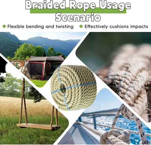 HOSTIC Twisted 3 Strand Polypropylene Synthetic Rope Multipurpose Artificial Manila Rope 3/4 Inch x 100 Feet in Saudi Arabia