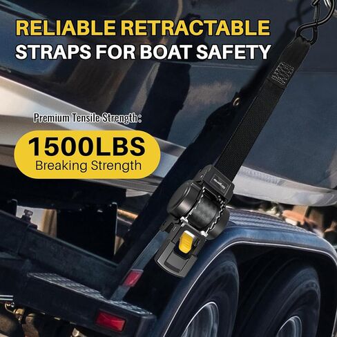 Bolt on Ratchet Straps 1INx5FT Auto Retractable Ratchet Tie Downs to Trailer Mountable Transom Straps for Boat, Jet Ski, RZR, ATV in Saudi Arabia