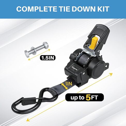 Bolt on Ratchet Straps 1INx5FT Auto Retractable Ratchet Tie Downs to Trailer Mountable Transom Straps for Boat, Jet Ski, RZR, ATV in Saudi Arabia