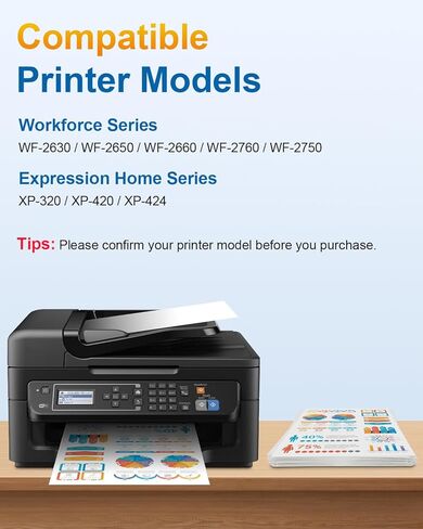 مجموعة خراطيش الحبر المعاد تصنيعها بديلة لخراطيش حبر Epson لطابعة Epson WF-2760 WF-2630 WF-2650 WF-2750 WF-2660 XP-320 XP-420 XP-424(3BK/1C/1M/1Y) in Kuwait