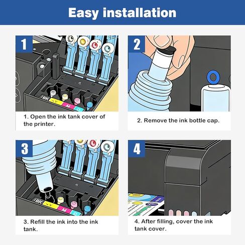 VICTORSTAR Replacement Ink Refill Bottles Ink Cartridges for ET-5800 ET-5850 ET-5150 ET-16600 ET-5880 ET-5170 ET-5180 ET-16650 ST-C5000 ST-C5500 ST-C8000 ST-C8090 Printer, 5 Packs (2*BK, C/M/Y) in Saudi Arabia