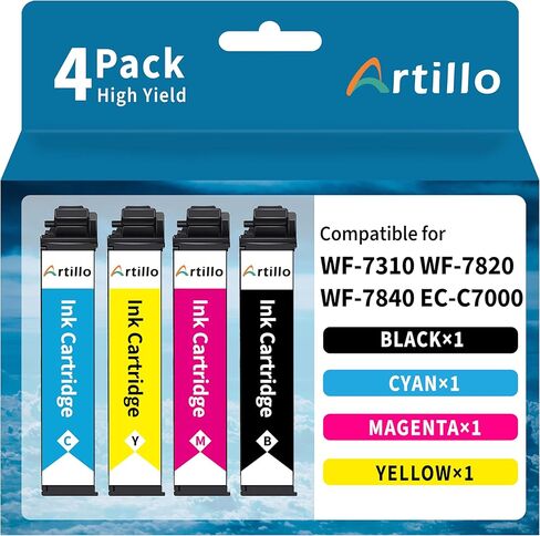 Remanufactured Ink Cartridge Replacement for Epson 812XL Ink Cartridges 812 T812 T812XL for Epson Workforce Pro WF-7840 WF-7820 WF-7310 EC-C7000 Printer (1Black 1Cyan 1Magenta 1Yellow) in Saudi Arabia