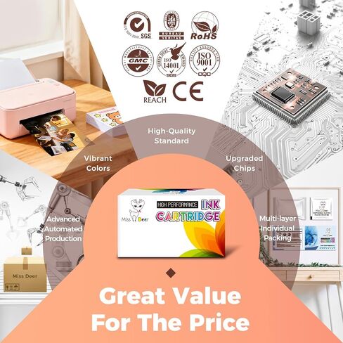 Miss Deer 12-Pack 950 951 Ink Cartridges Combo Pack, Compatible for HP 950XL 951XL HP950 HP951 XL for OfficeJet Pro 8600 8610 8100 8615 8620 8625 251dw Printers Black/Cyan/Magenta/Yellow, High Yield in Saudi Arabia