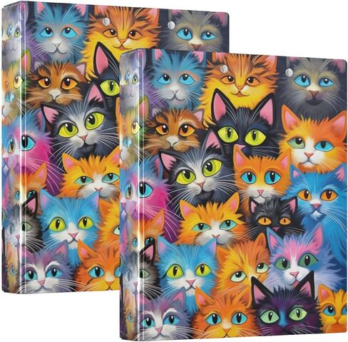 مجلد حلقات مكون من 3 حلقات مقاس 1.5 بوصة من Cute Cats، يحمل 200 ورقة، مجلد متعدد الاستخدامات مع 3 جيوب داخلية للمكتب والمنزل، عبوة واحدة in Kuwait