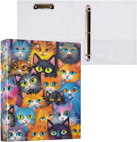 مجلد حلقات مكون من 3 حلقات مقاس 1.5 بوصة من Cute Cats، يحمل 200 ورقة، مجلد متعدد الاستخدامات مع 3 جيوب داخلية للمكتب والمنزل، عبوة واحدة in Kuwait