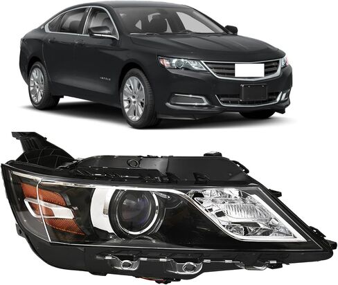 Right Headlight Fit for 2014-2020 Chevy Impala LS/LT,Projector Halogen Headlamp OE Style Replacement Right Passenger Side Black Housing GM2503417(NOT for HID/Xenon Headlights Model) in Kuwait