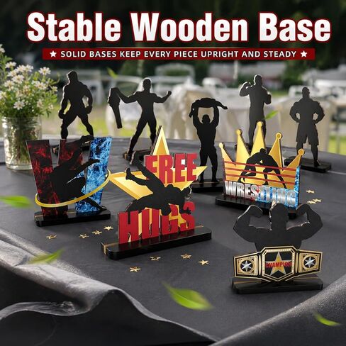 Wrestling Centerpieces Wooden for Birthday Table Decorations Party Supplies Home Bar Tabletop Decor 9PCS in Saudi Arabia