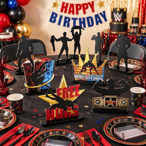 Wrestling Centerpieces Wooden for Birthday Table Decorations Party Supplies Home Bar Tabletop Decor 9PCS in Saudi Arabia